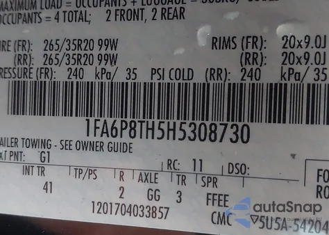 2017 Ford Mustang Ecoboost z USA, uszkodzony, nr VIN 1FA6P8TH5H5308730